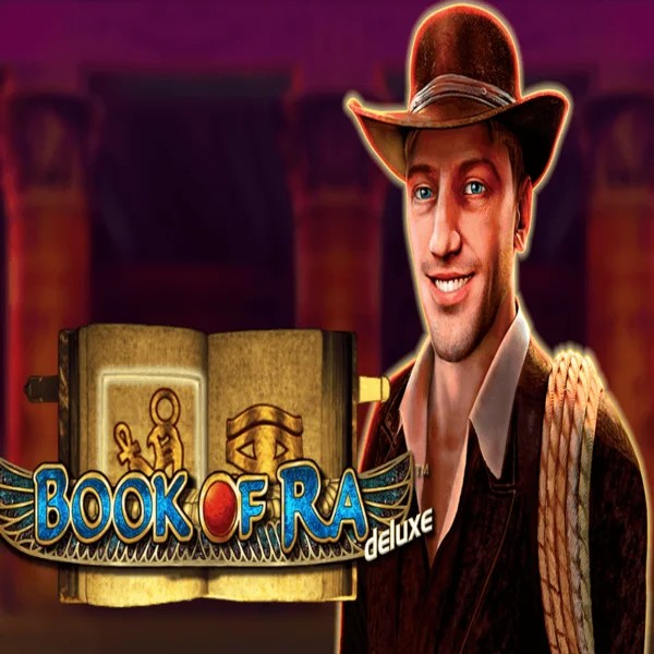 Book of Ra Deluxe logo by Novomatic at Quickbet casino
